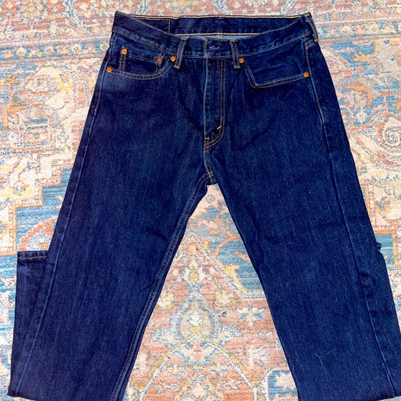 Levis 505 Regular Dark Blue Denim Jeans - Picture 1 of 2